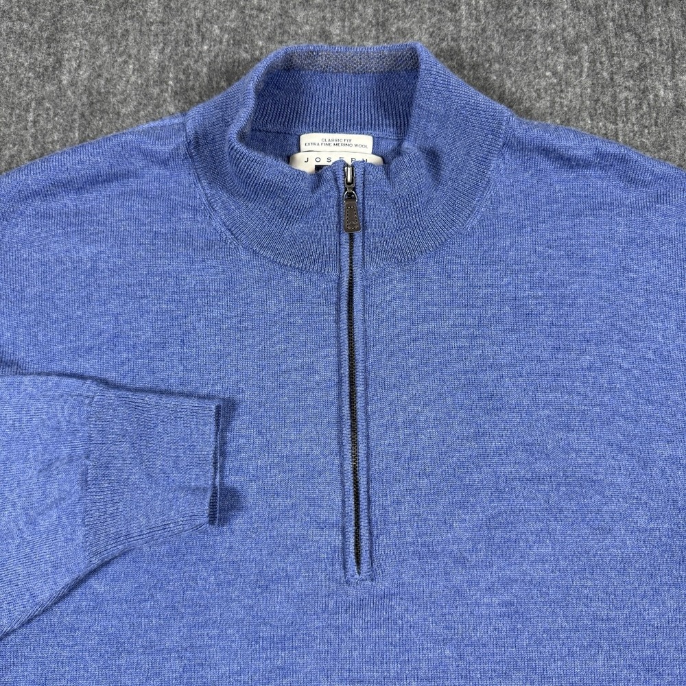 Joseph Abboud Men's 3XL 100% Extra Fine Merino Wool Quarter Zip Sweater Blue